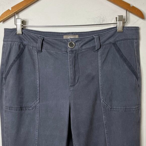 Motto Women's Utility Pants 10 Gray Blue Roll Cuff Soft Sateen Stretch Straight - Picture 4 of 12